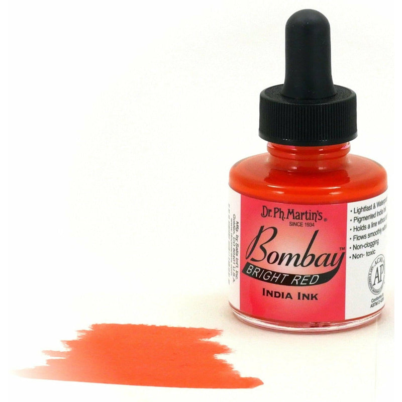 Dark Slate Gray Dr. Ph. Martin's Bombay India Ink  29.5ml  Bright Red Inks