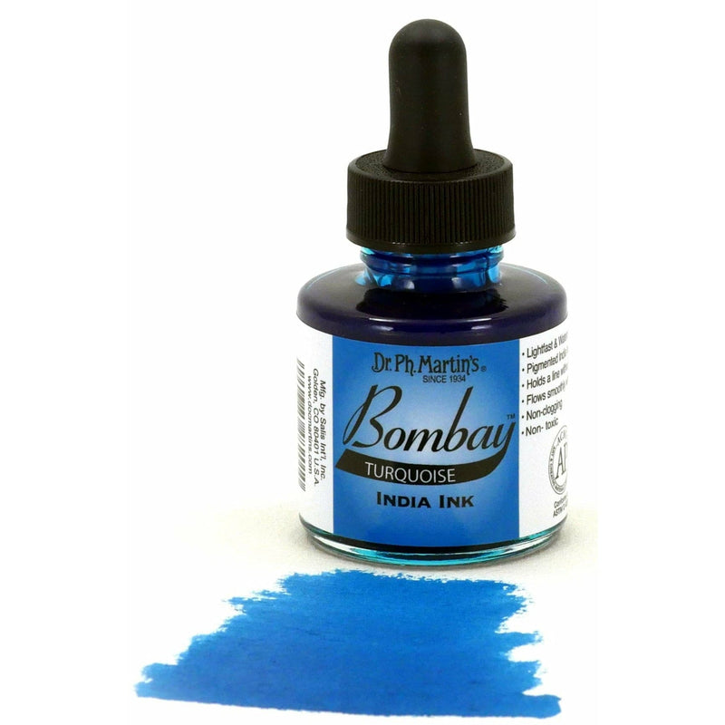 Steel Blue Dr. Ph. Martin's Bombay India Ink  29.5ml  Turquoise Inks