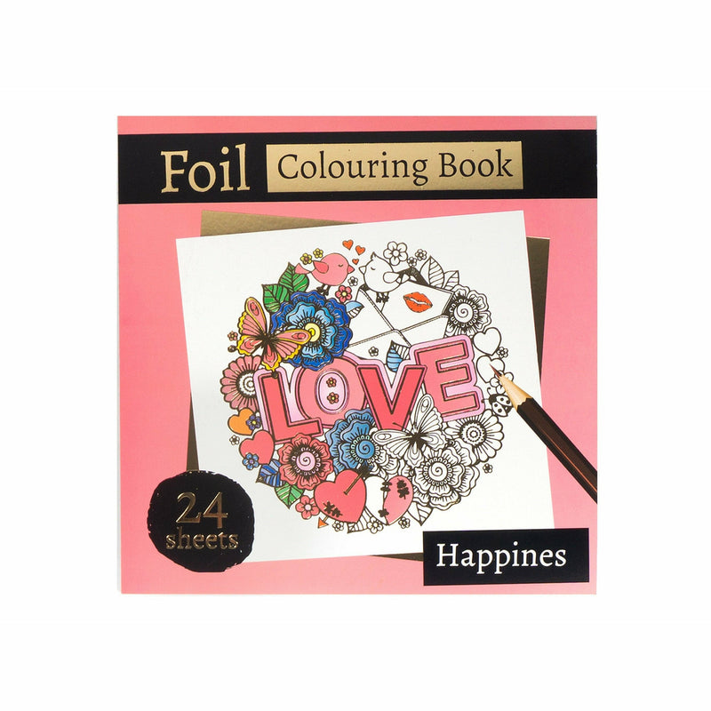 Light Pink Krafters Korner Square Foil Colouring Book Happiness Colouring In Books