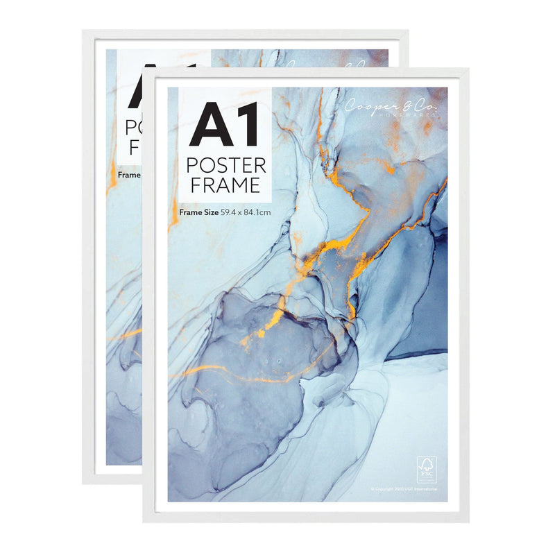 Light Gray Cooper & Co. Set of 2 A1 White Poster Photo Frames Frames