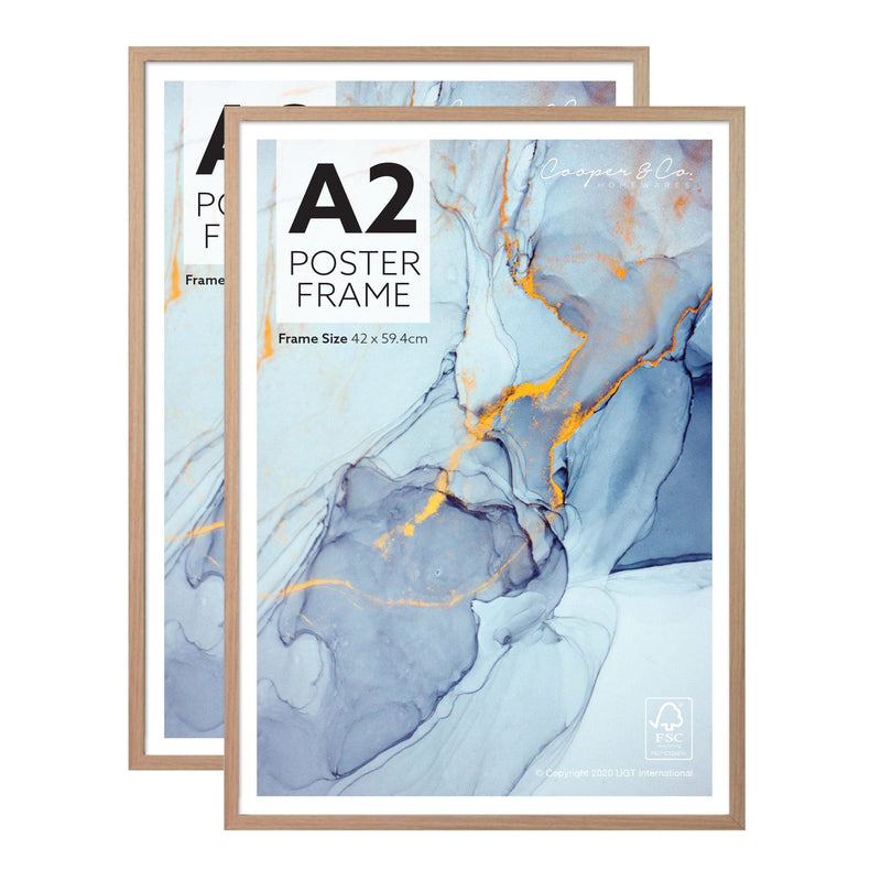 Gray Cooper & Co. Set of 2 A2 Oak Poster Photo Frames Frames