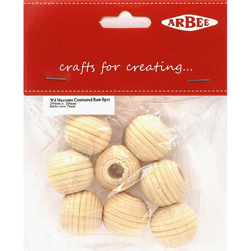 Bisque Arbee Wood Beads Macrame Round Contoured  Pack of  8 Macrame Beads