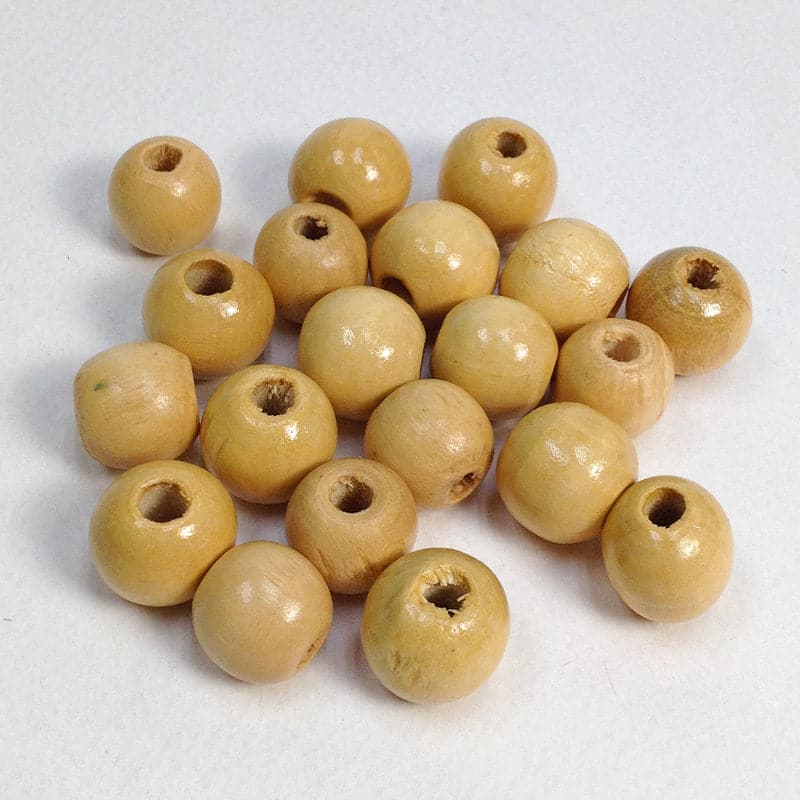 Light Gray Arbee Wood Beads Round 12mm Natural  Pack of  30 Macrame Beads