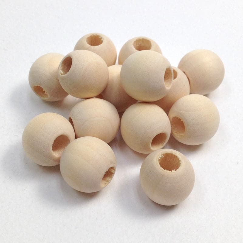 Antique White Arbee Wood Beads Round 15mm Raw  Pack of  14 Macrame Beads