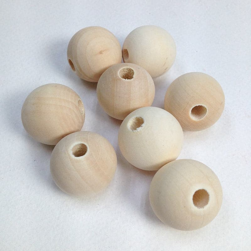 Light Gray Arbee Wood Beads Round 20mm Raw  Pack of  8 Macrame Beads