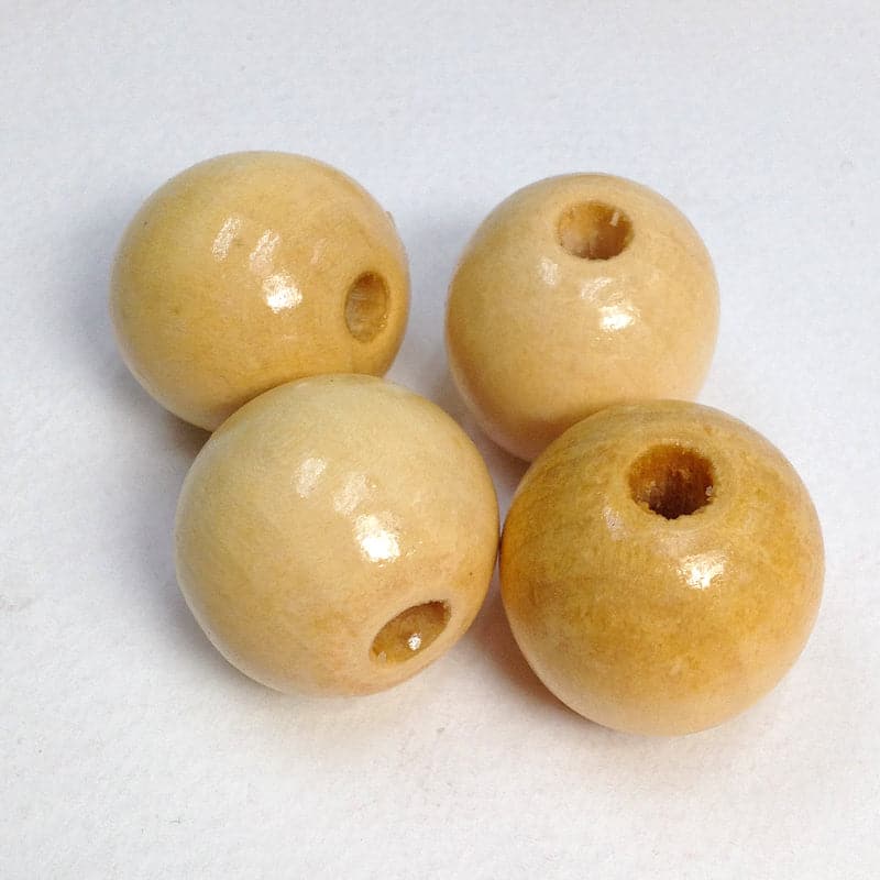 Goldenrod Arbee Wood Beads Round 30mm Natural  Pack of  4 Macrame Beads