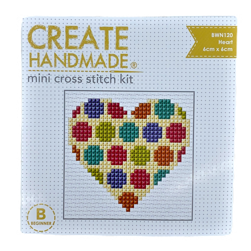 Light Steel Blue Create Handmade Mini Cross Stitch Kit Heart 6 x 6cm Needlework Kits