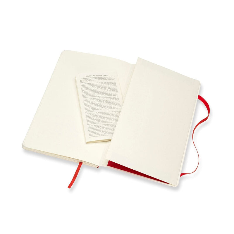 Beige Moleskine Classic  Soft Cover  Note Book - Grid -   Large   - Scarlet Red Pads