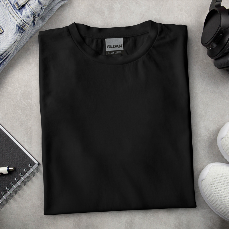 Dark Slate Gray Gildan Heavy Cotton 180gsm Short Sleeve Adult T-shirt Black Small 46 x 71cm Fabric Painting Surfaces
