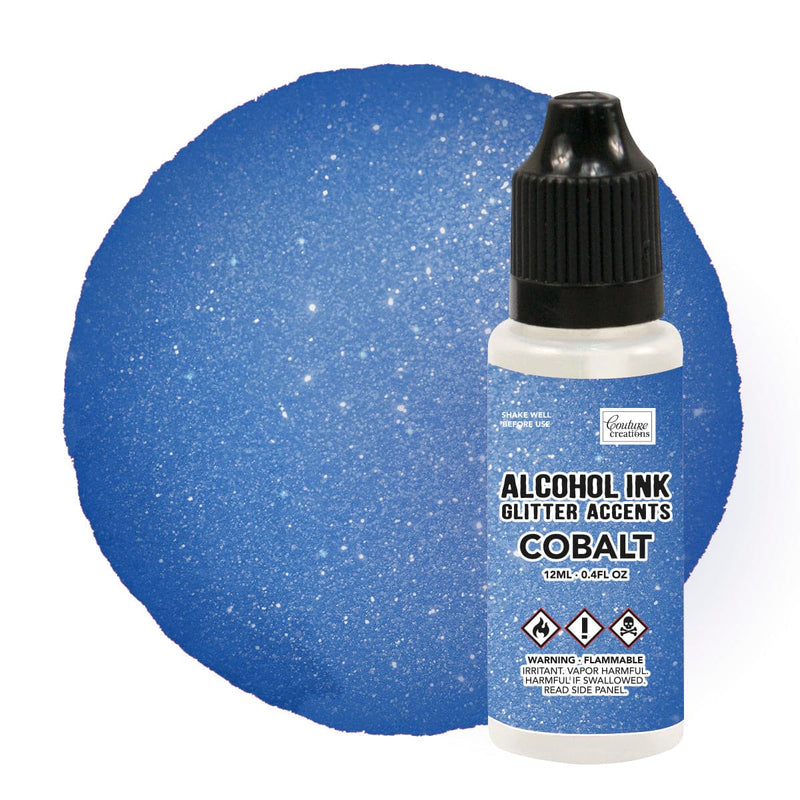 Steel Blue Couture Creations Alcohol Ink   Glitter Accents - Cobalt - 12mL | 0.4fl oz Alcohol Ink