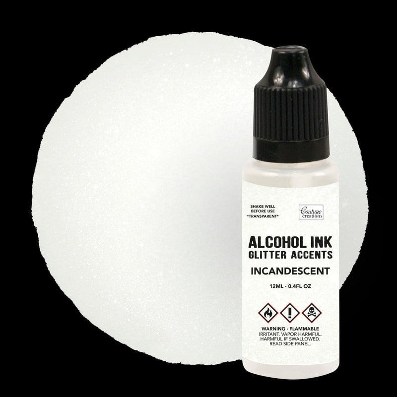White Smoke Couture Creations Alcohol Ink   Glitter Accents - Incandescent - 12mL | 0.4fl oz Alcohol Ink