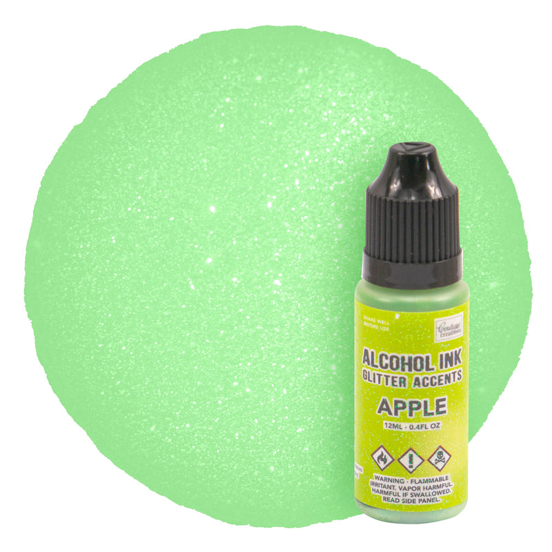 Pale Green Couture Creations Alcohol Ink   Glitter Accents Apple - 12mL | 0.4fl oz Alcohol Ink