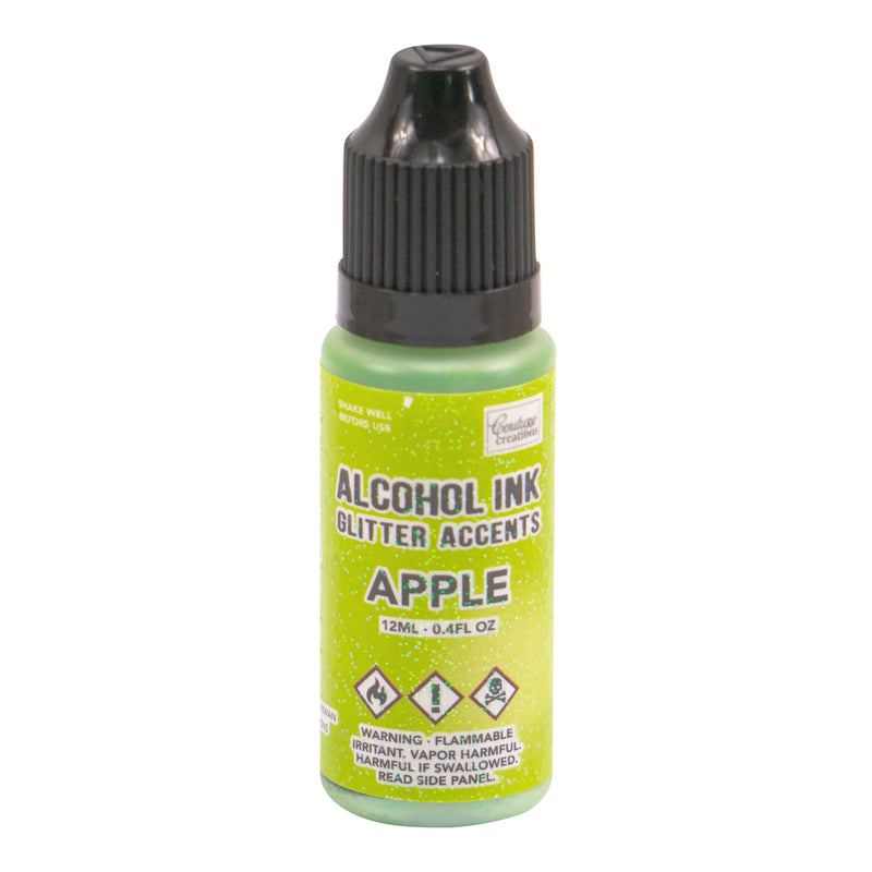 Yellow Green Couture Creations Alcohol Ink   Glitter Accents Apple - 12mL | 0.4fl oz Alcohol Ink