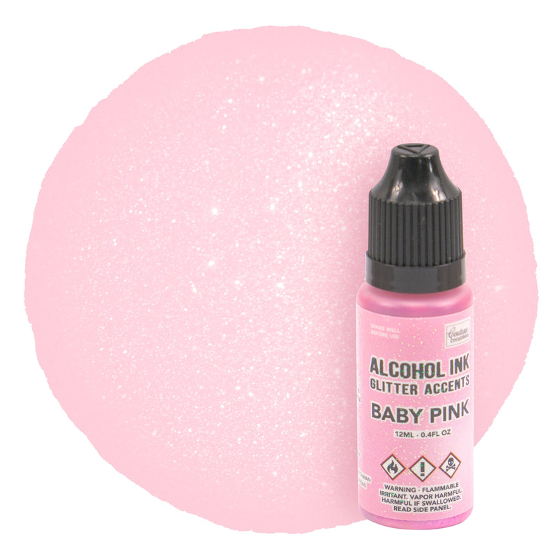 Misty Rose Couture Creations Alcohol Ink   Glitter Accents Baby Pink - 12mL | 0.4fl oz Alcohol Ink