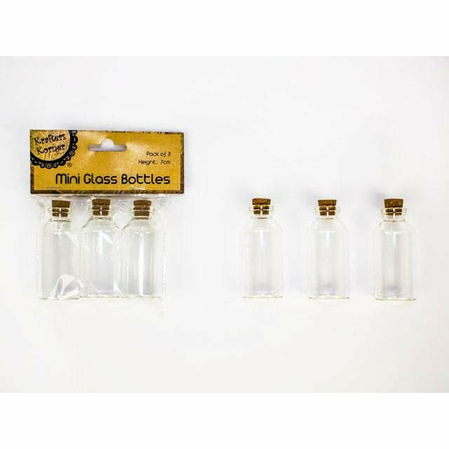 White Smoke Krafters Korner Mini Glass Bottles With Cork Lids 7cm (3 Pack) Shells Glass and Mirrors