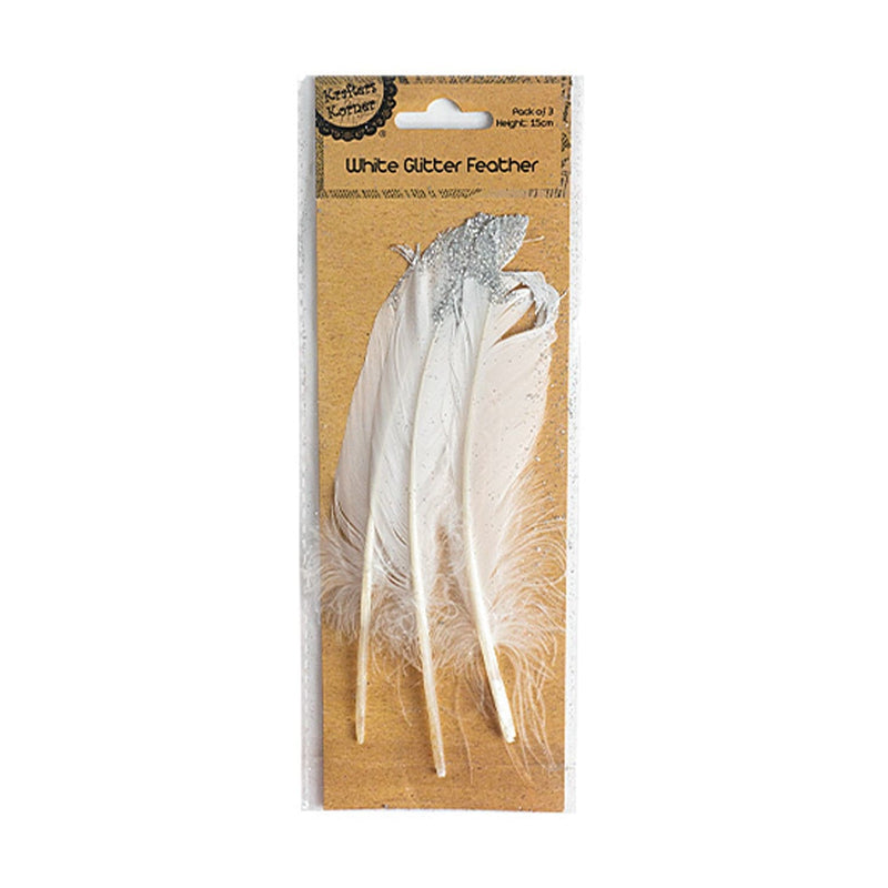 Dark Khaki Krafters Korner Glitter Feather 3 Pack Feathers