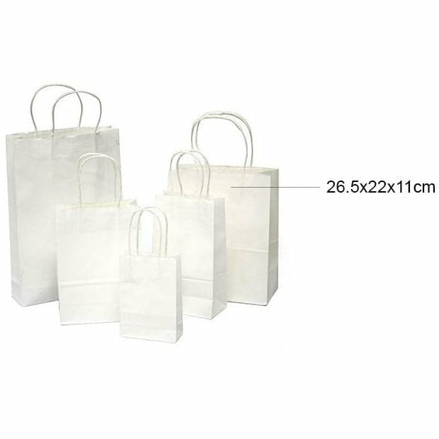 Beige Krafters Korner White Craft Paper Bags 2 Pack 26.5x22x11cm Gift Bags and Recloseable Bags