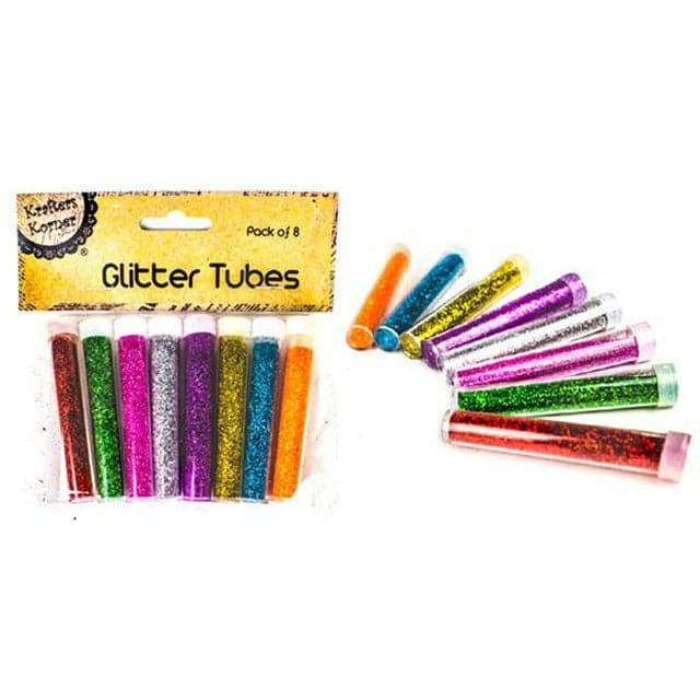 Light Gray Krafters Korner Coloured Glitter Tubes (8 Pack) Glitter