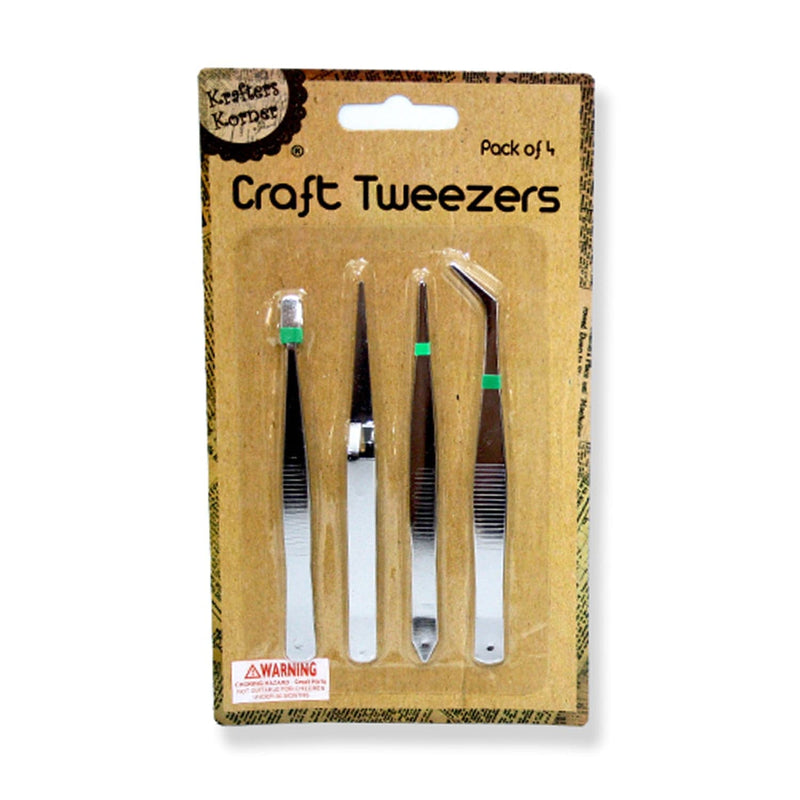 Dark Khaki Krafters Korner Craft Tweezers-Assorted (4 Pack) Jewelry and Beading Tools