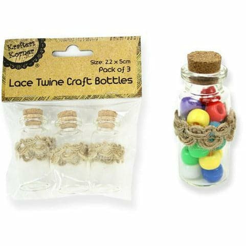 Antique White Krafters Korner Lace Twine Craft Bottles 3 Pack Shells Glass and Mirrors