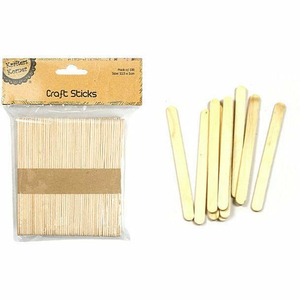 Bisque Krafters Korner Natural Craft Sticks (100 Pack) Kids Wood Craft