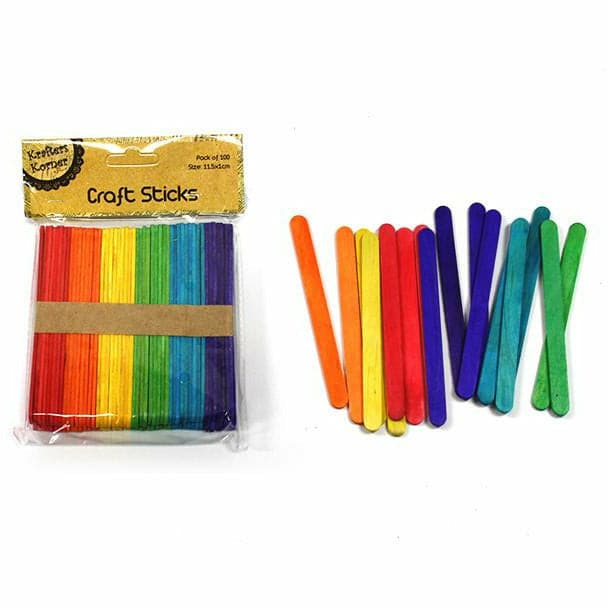 Goldenrod Krafters Korner Coloured Craft Sticks 11.5x1cm (100 Pack) Kids Wood Craft