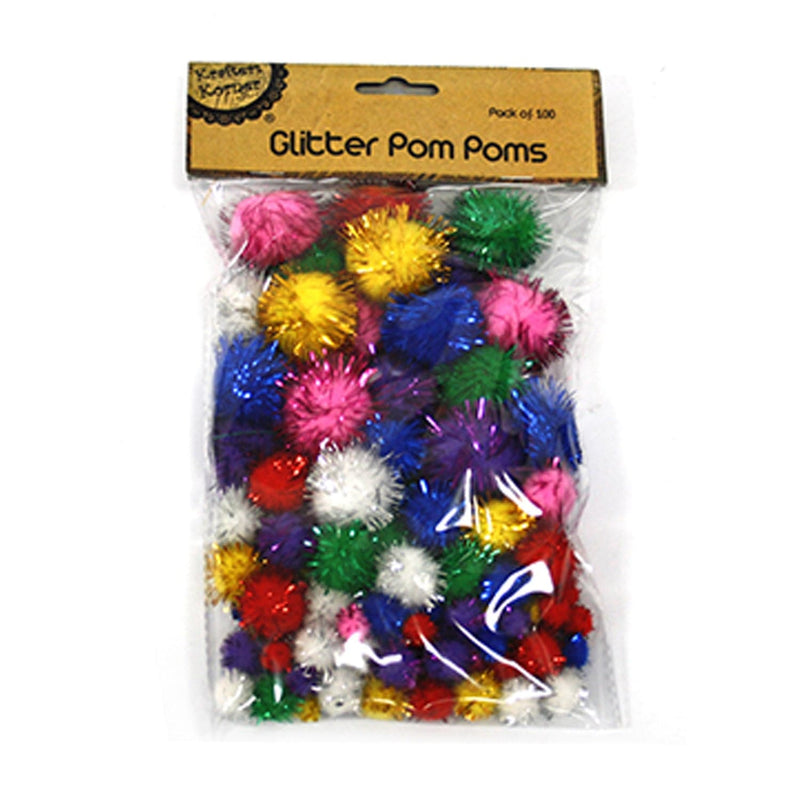 Krafters Korner Glitter Pom Poms (100 Pack)