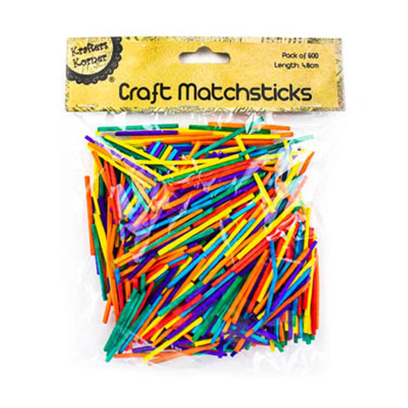 Sandy Brown Krafters Korner Coloured Match Craft Sticks 600 Pack Kids Wood Craft