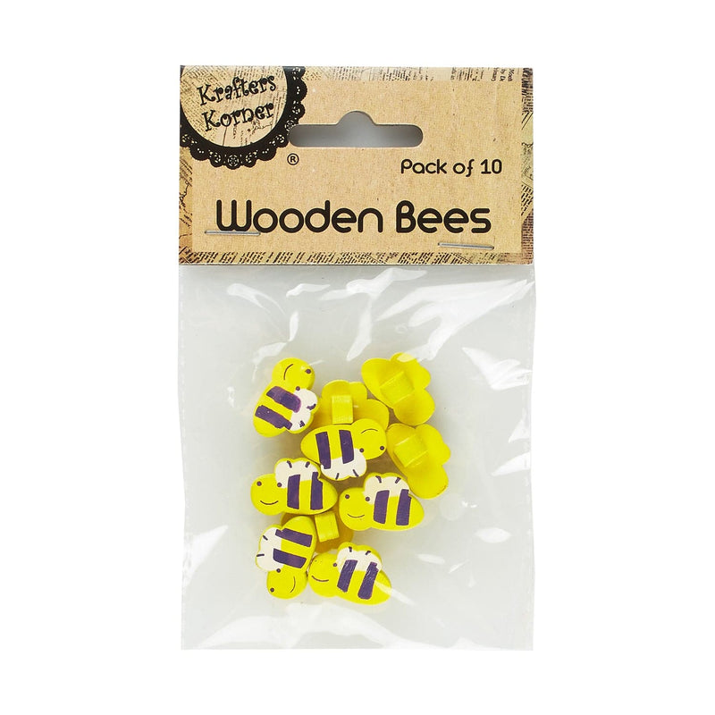 Light Gray Krafters Korner Wooden Bees 10 Pack Kids Wood Craft