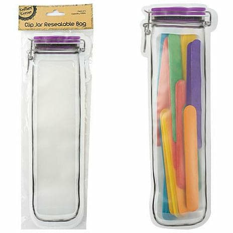 Light Gray Krafters Korner Clip Jar Resealable Bag 4 Pack 450ml Gift Bags and Recloseable Bags