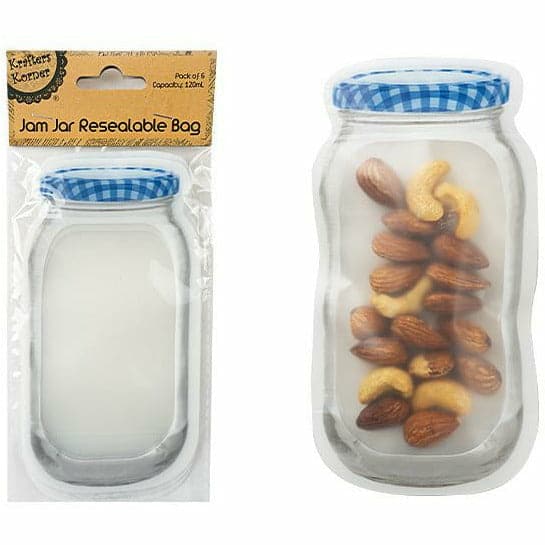 Light Gray Krafters Korner Jam Jar Resealable Bag 6 Pack 120ml Gift Bags and Recloseable Bags