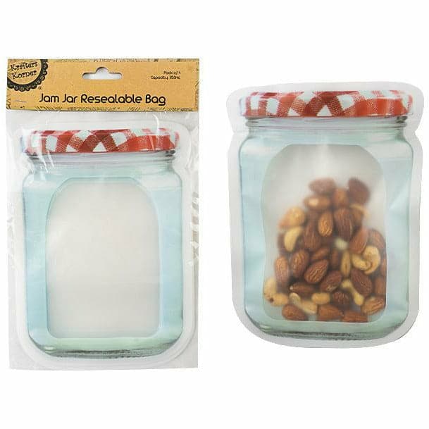 Light Gray Krafters Korner Jam Jar Resealable Bag 350ml (4 Pack) Gift Bags and Recloseable Bags