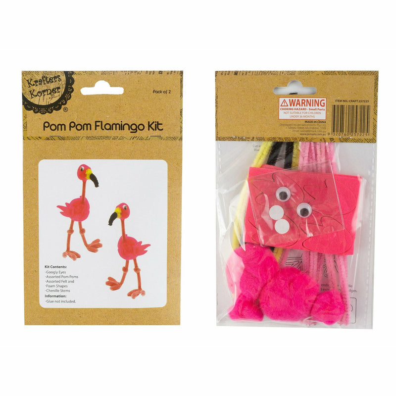 Dark Khaki Krafters Korner Pompom Flamingo Kit Kids Craft Kits