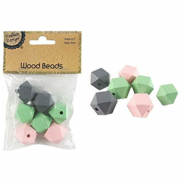 Gray Krafters Korner Hexagonal 20mm Wood Beads 7 Pack Beads