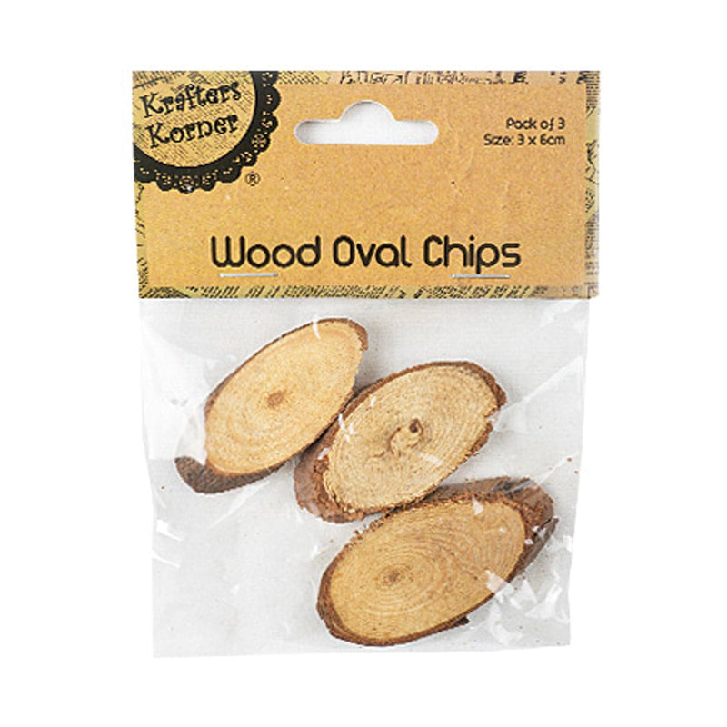 Tan Wood Oval Chips/3 Craft Basics