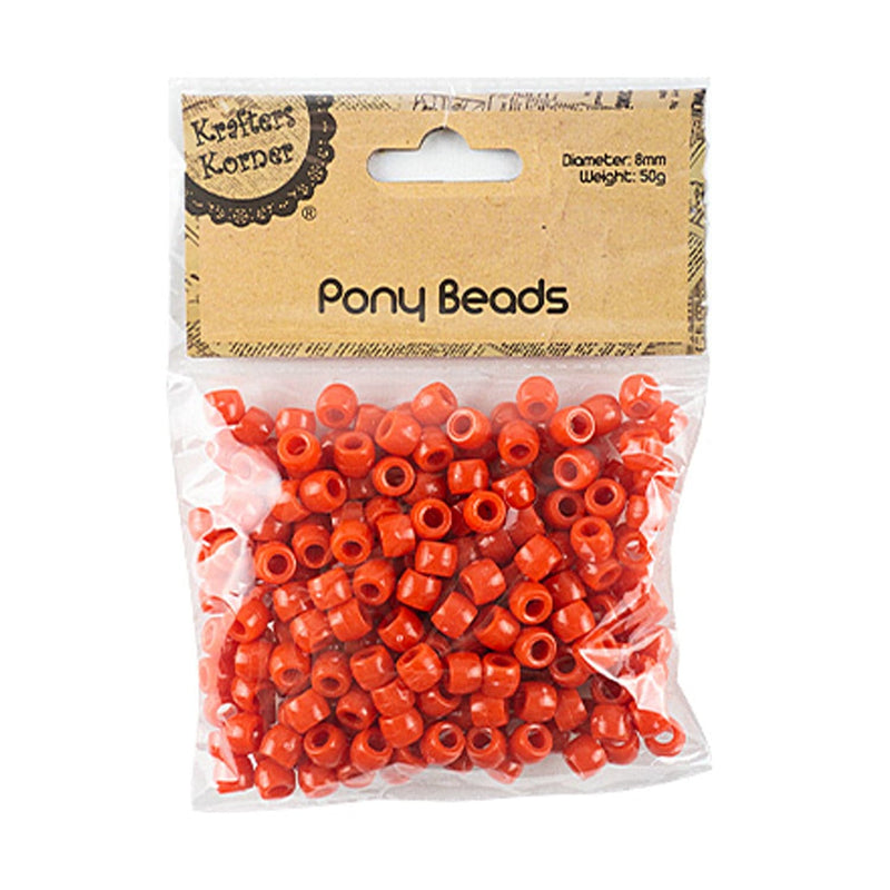 Tan Krafters Korner Pony Beads-Red 50g Beads
