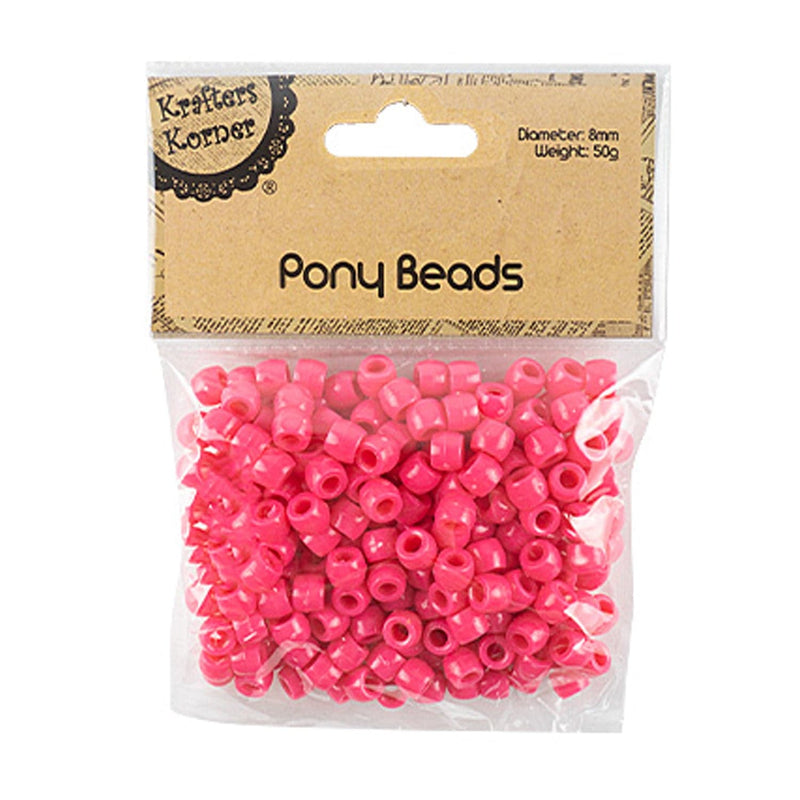 Dark Salmon Krafters Korner Pony Beads-Hot Pink 50g Beads