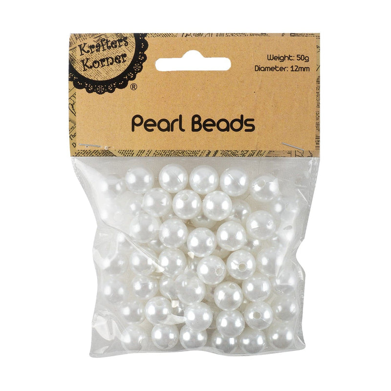 Gray Krafters Korner 12mm White Pearl Beads 50g Beads