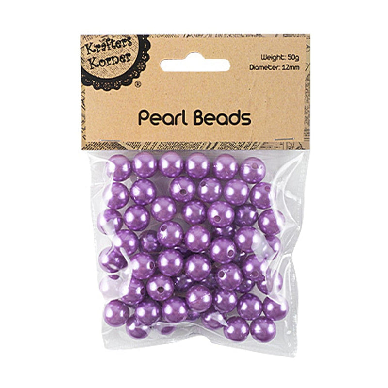 Rosy Brown Krafters Korner 12mm Lavender Pearl Beads 50g Beads
