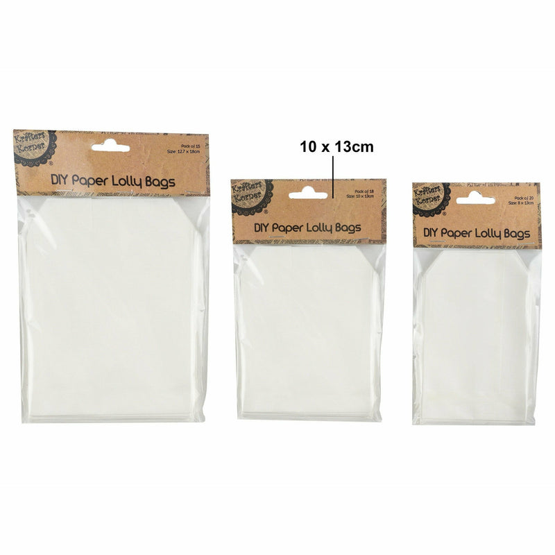 Antique White Krafters Korner Paper Medium Lolly Bags 18 Pack Gift Bags and Recloseable Bags