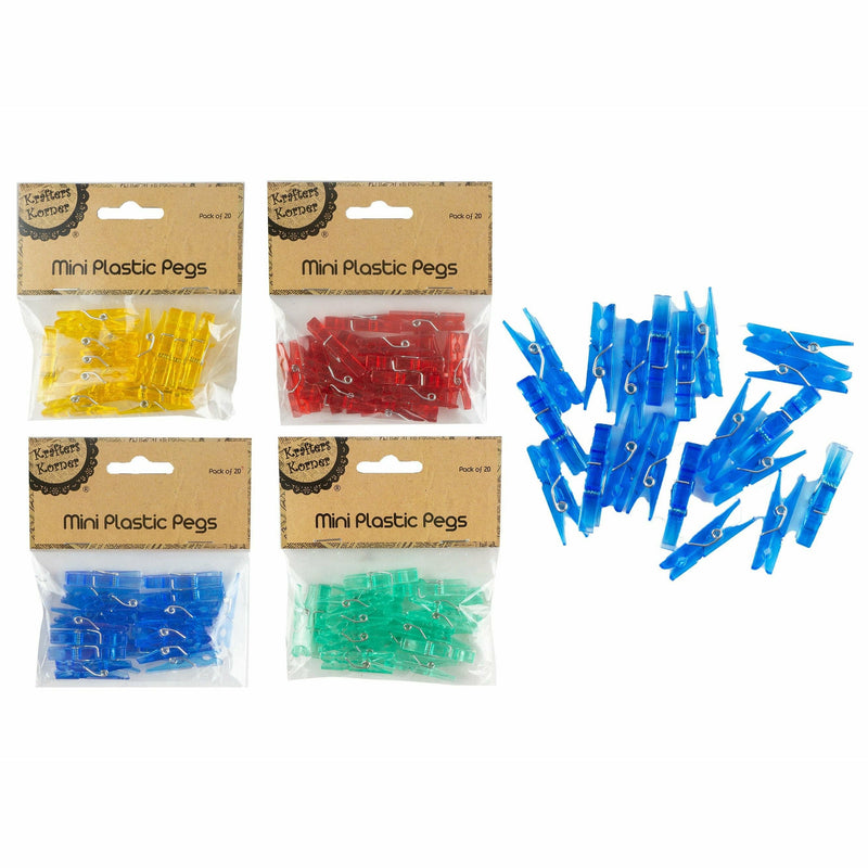 Steel Blue Krafters Korner Mini Craft Plastic Pegs 20 Pack Kids Craft Basics