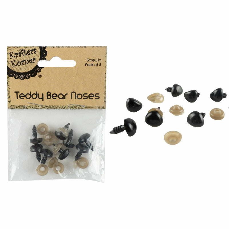 Rosy Brown Krafters Korner Teddy Noses Screw In 8 Pack Doll Making