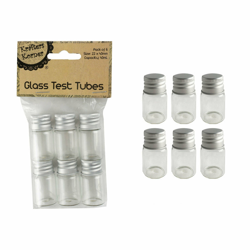 Gray Krafters Korner 9ml Craft Glass Test Tubes 6 Pack Shells Glass and Mirrors