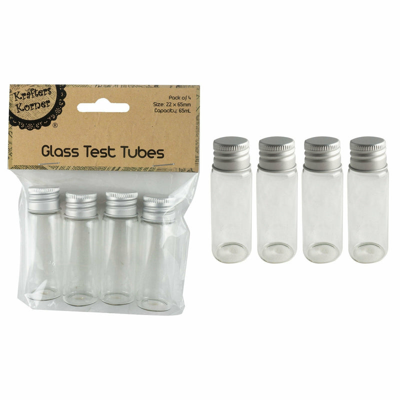 Light Gray Krafters Korner Craft Glass Test Tubes 15ml (4 Pack) Shells Glass and Mirrors