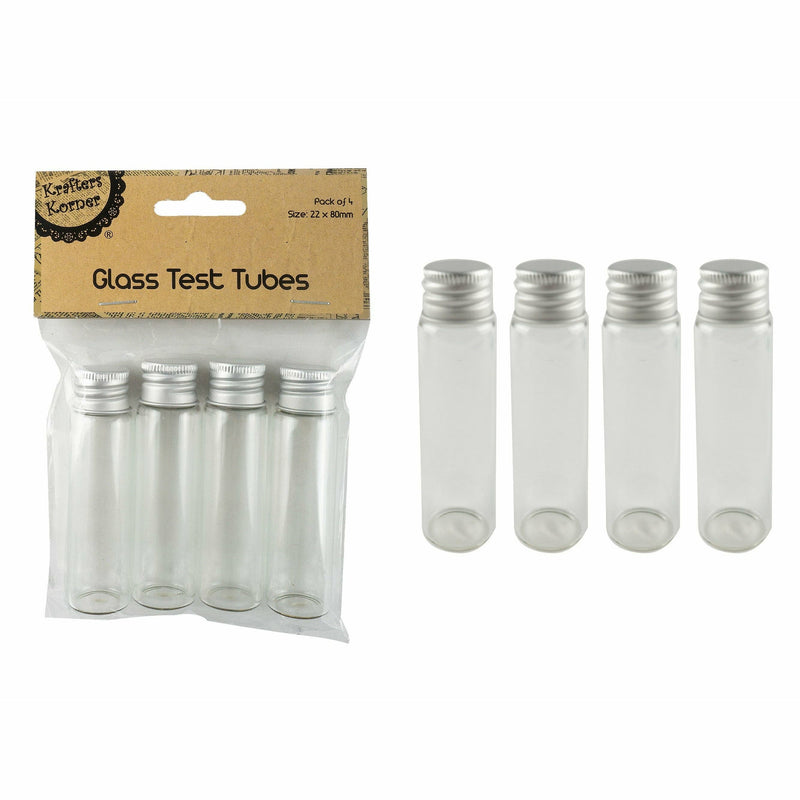 Gray Krafters Korner 20ml Craft Glass Test Tubes 4 Pack Shells Glass and Mirrors