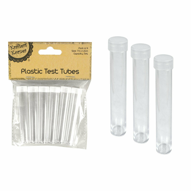Light Gray Krafters Korner Plastic Test Tubes (6 Pack) Craft Basics