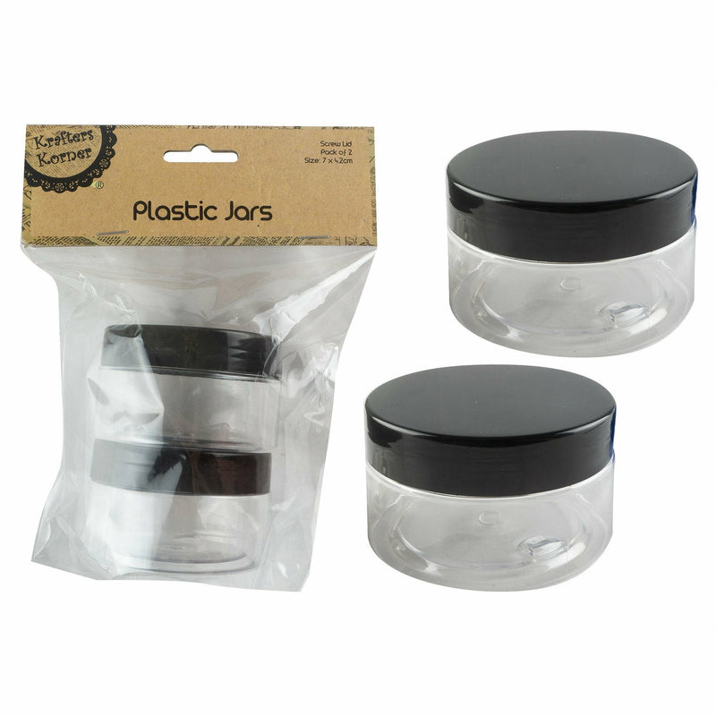 Gray Krafters Korner Plastic Jar With Screw On Lid Black 2 Pack Craft Storage