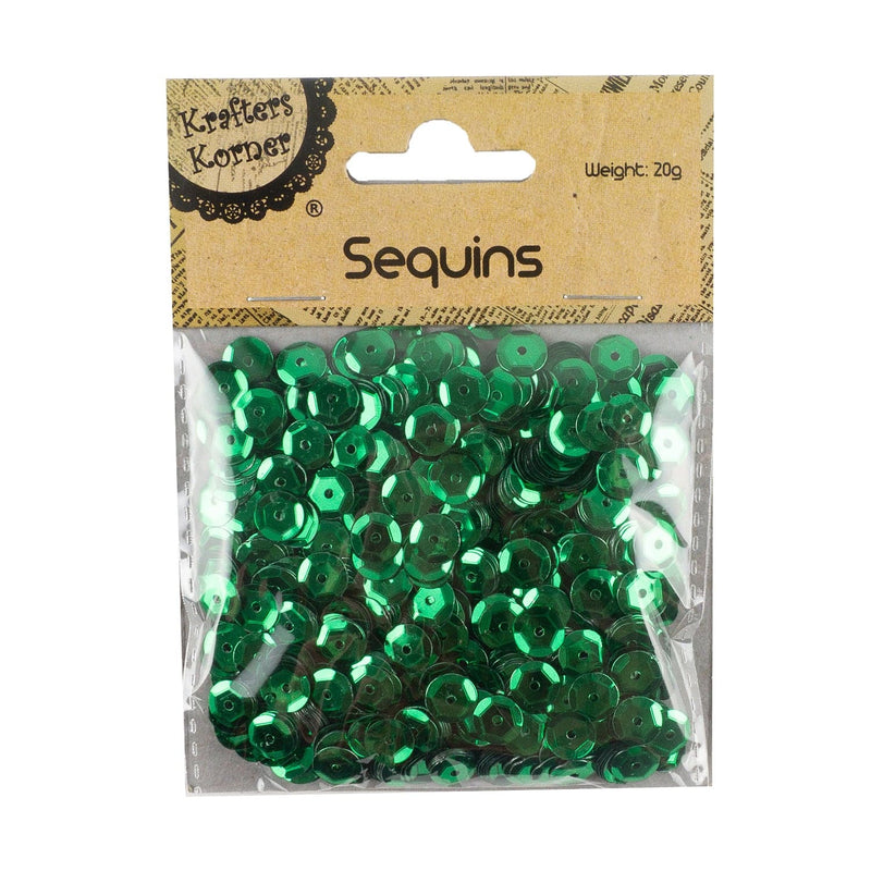 Tan Krafters Korner Sequin Green Round 20g Sequins and Rhinestons