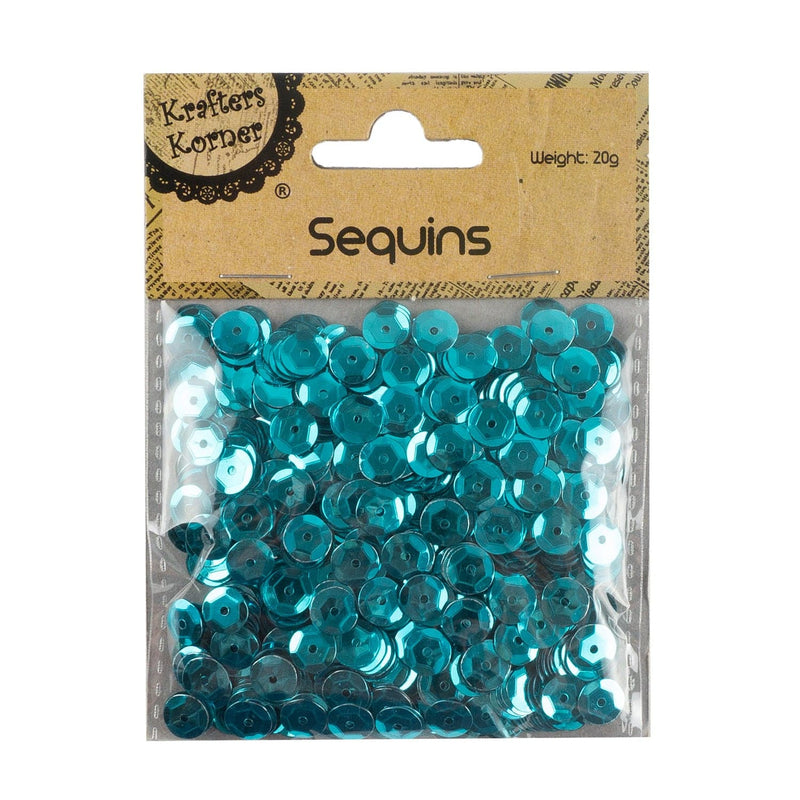 Sea Green Krafters Korner Sequin Light Blue Round 20g Sequins and Rhinestons