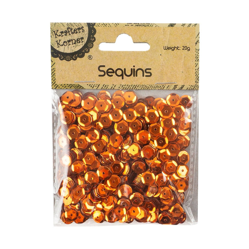 Dark Khaki Krafters Korner Sequin Orange Round 20g Sequins and Rhinestons